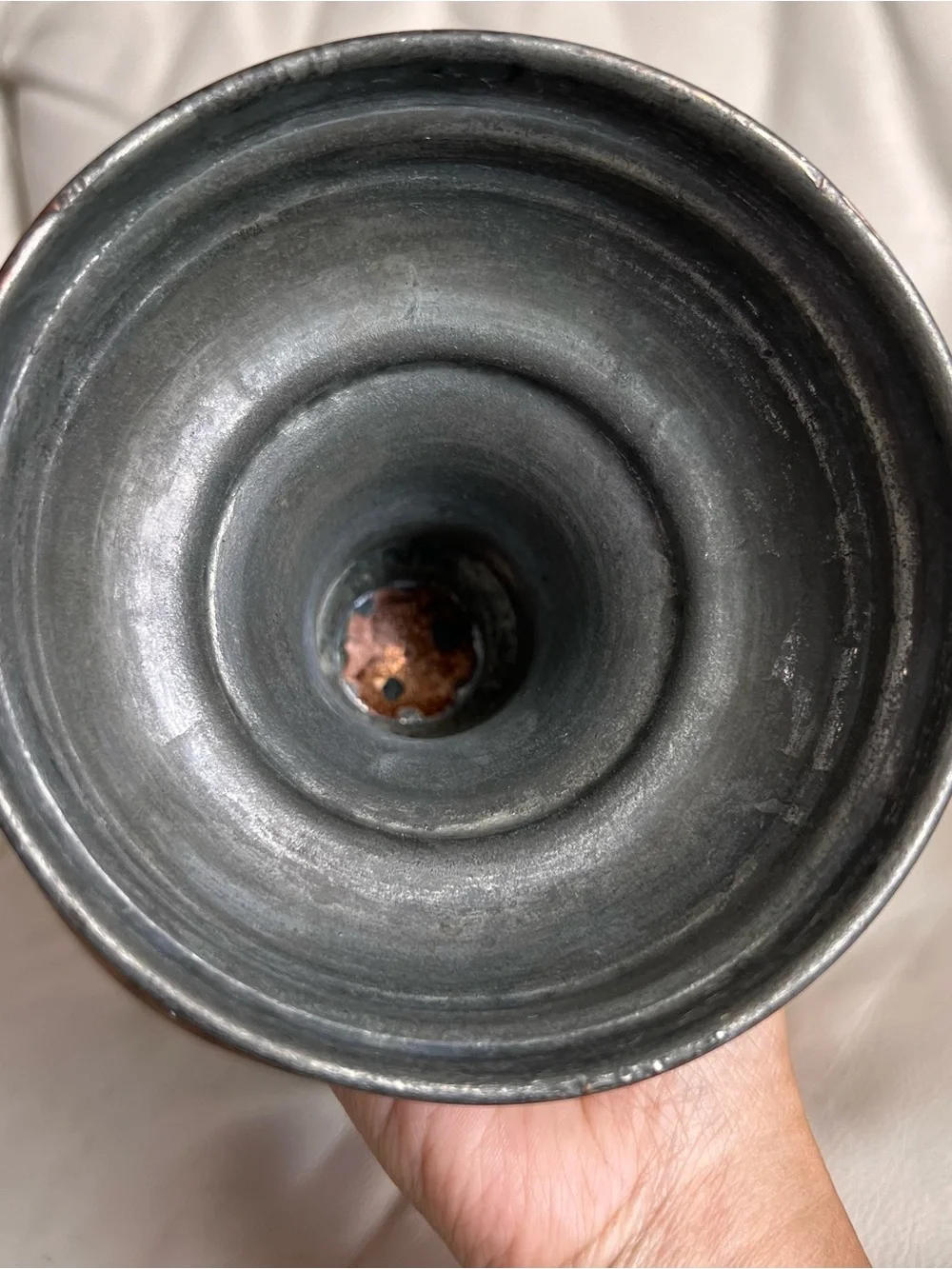 Copper-Tone Decorative Pedestal Bowl - Metallic Brown